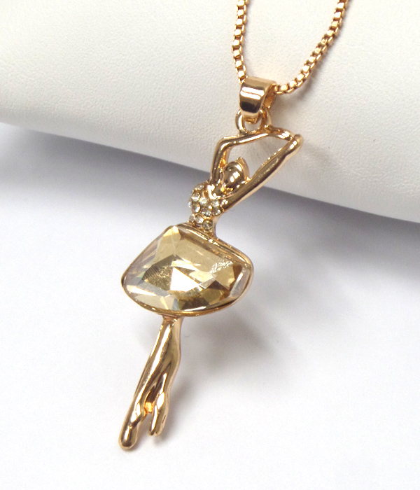 Crystal and glass ballerina pendant necklace