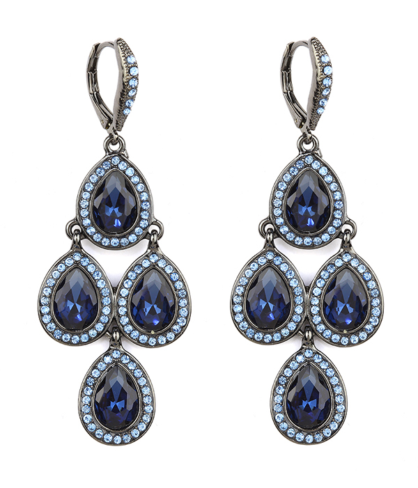 FACET GLASS AND CRYSTAL LINK DROP CHANDELIER EARRING