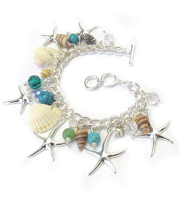 MULTI SEALIFE THEME CHARM TOGGLE BRACELET