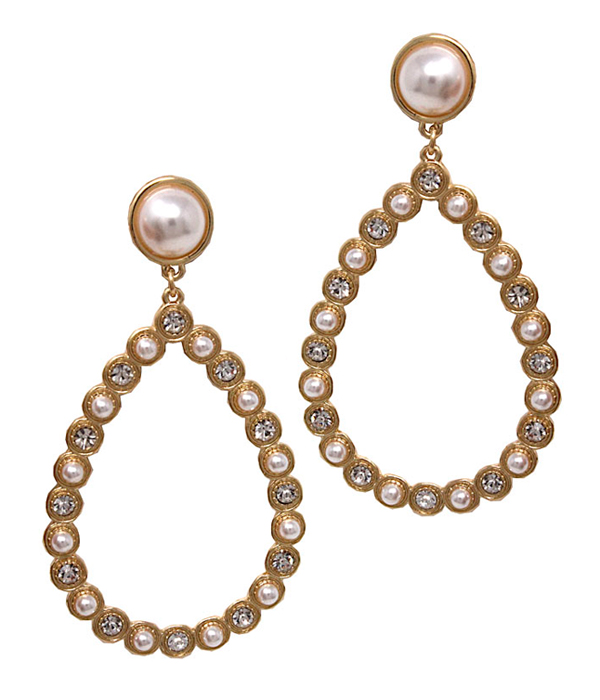 MULTI PEARL STUD TEARDROP EARRING