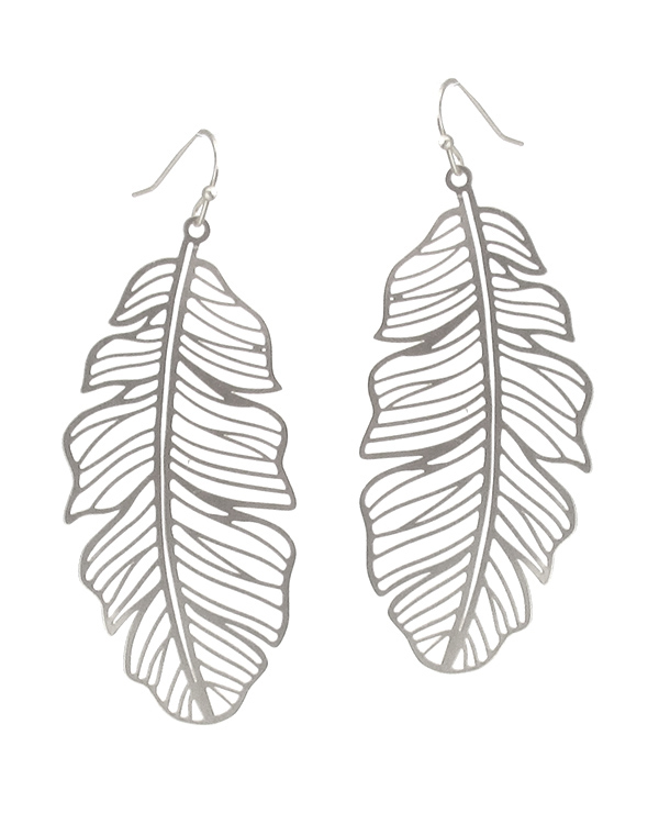 METAL FILIGREE EARRING - FEATHER