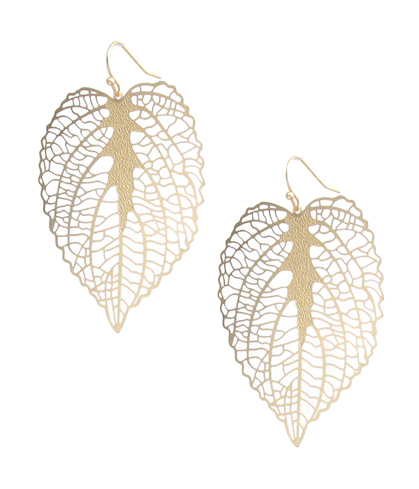 METAL FILIGREE EARRING - LEAF