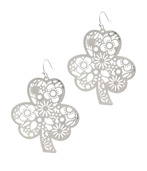 METAL FILIGREE EARRING - CLOVER