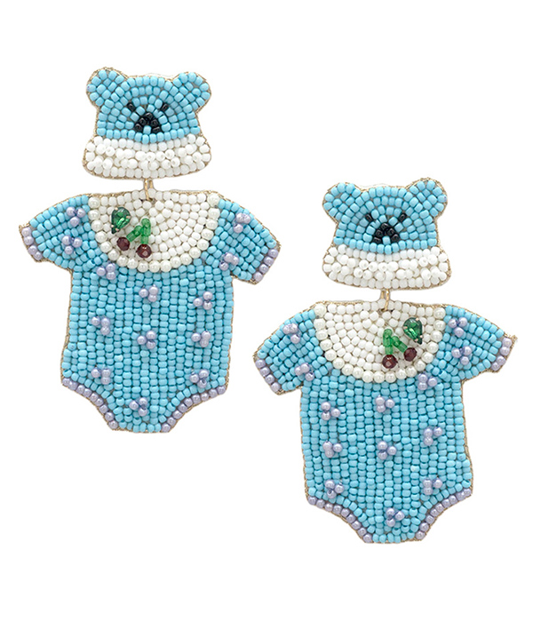 Handmade multi seedbead baby theme earring - baby clothes