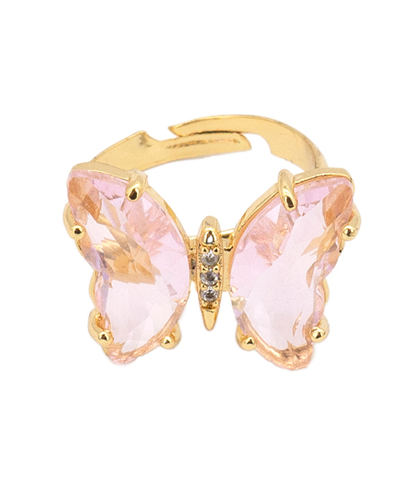 FACET STONE BUTTERFLY ADJUSTABLE RING