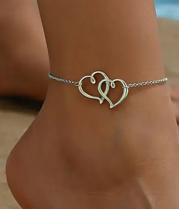 Double heart anklet