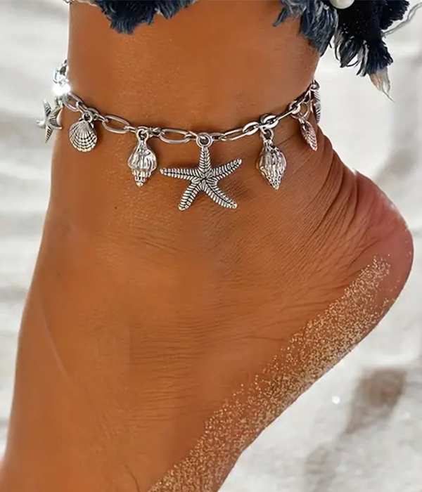 Multi sealife charm anklet