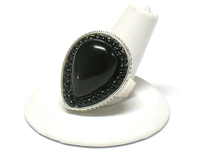 Natural stone tear drop fashion ring -adjustable size