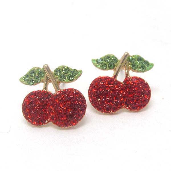 Premier electro plating crystal cherry stud earring