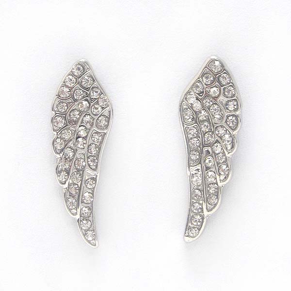 Premier electro plating crystal angel wing earring
