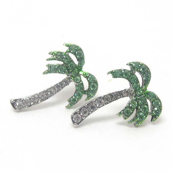 Premier electro plating crystal palm tree stud earring
