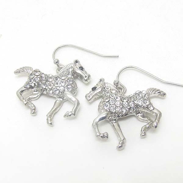 Premier electro plating crystal horse earring