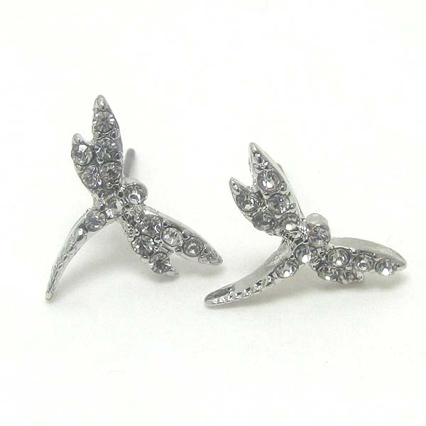 Premier electro plating crystal dragonfly earring