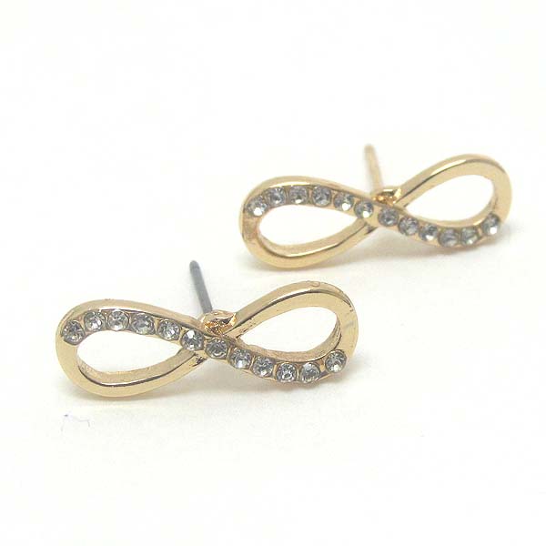 Premier electro plating crystal infinity stud earring