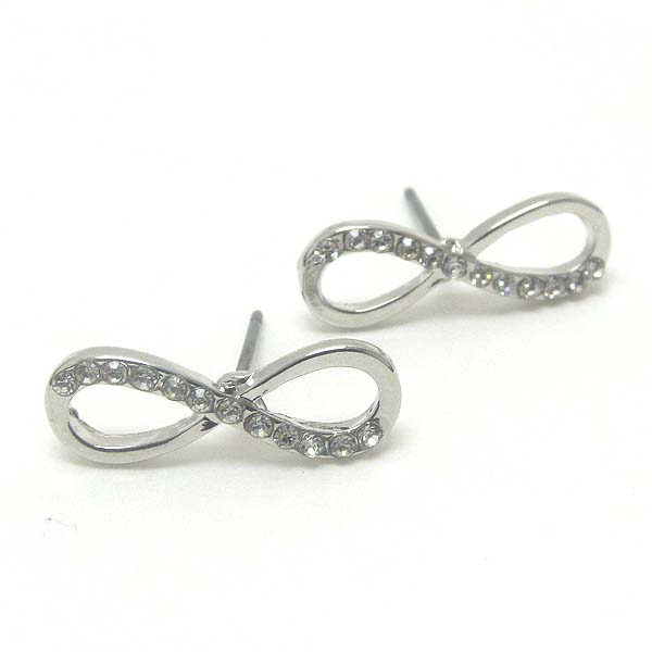 Premier electro plating crystal infinity stud earring