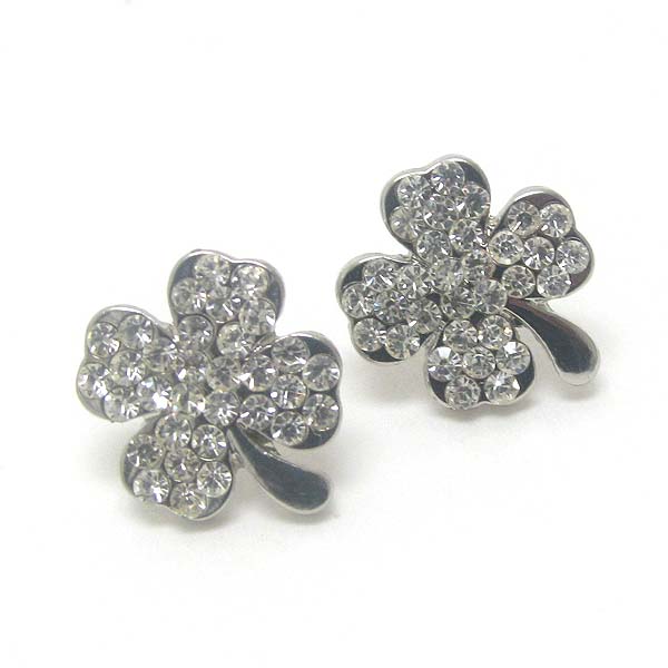Premier electro plating crystal st patrics day theme clover earring