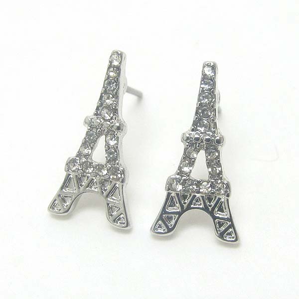Premier electro plating crystal eiffel tower stud earring