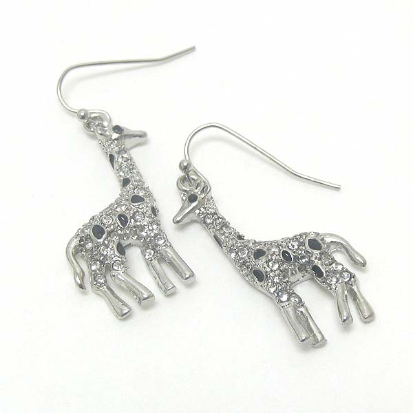 Premier electro plating crystal giraffe earring