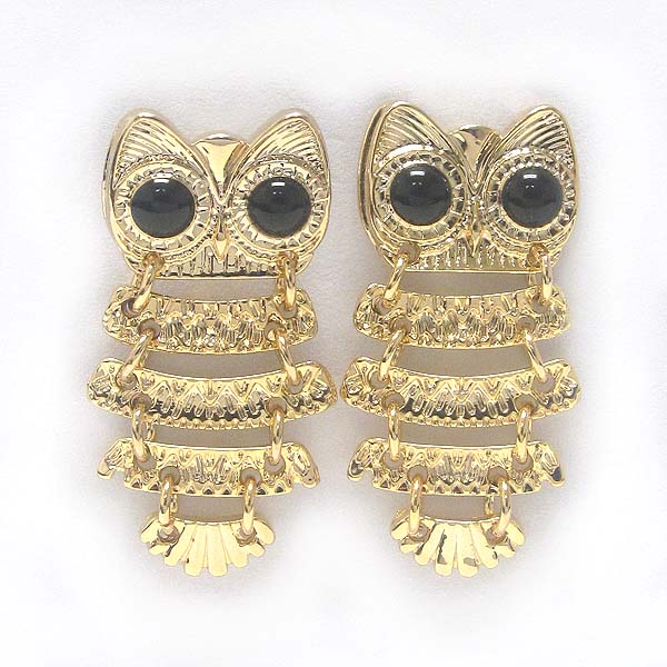 Premier electro plating crystal eyed owl earring