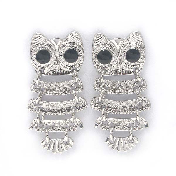 Premier electro plating crystal eyed owl earring