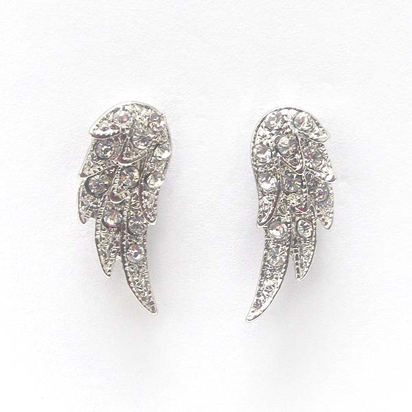 Premier electro plating crystal angel wing earring
