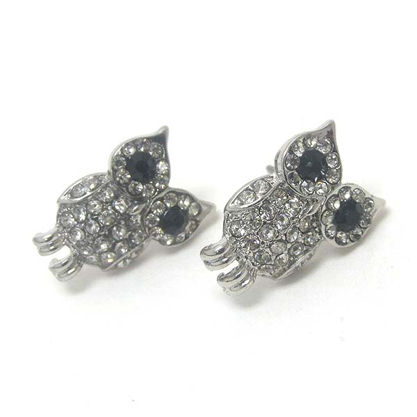 Premier electro plating crystal owl earring