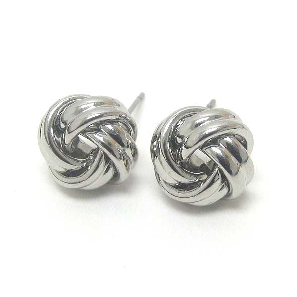 Metal woven ball stud earring
