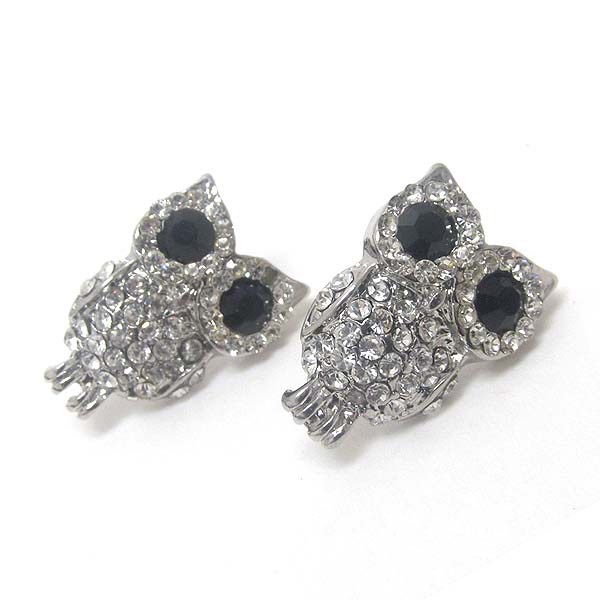 Premier electro plating crystal owl earring