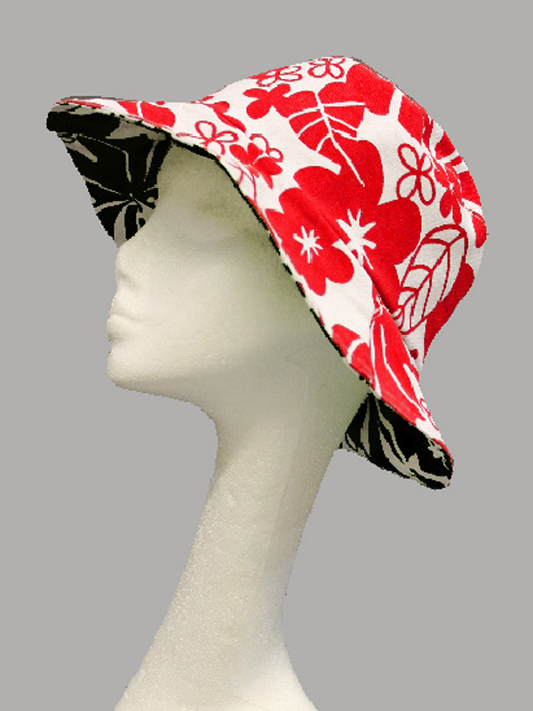 Flower print reversible hat