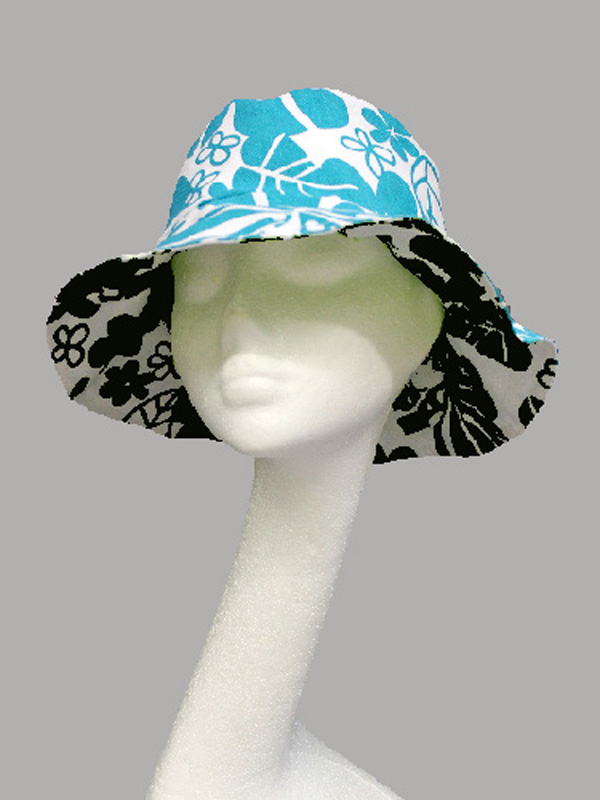 Flower print reversible hat