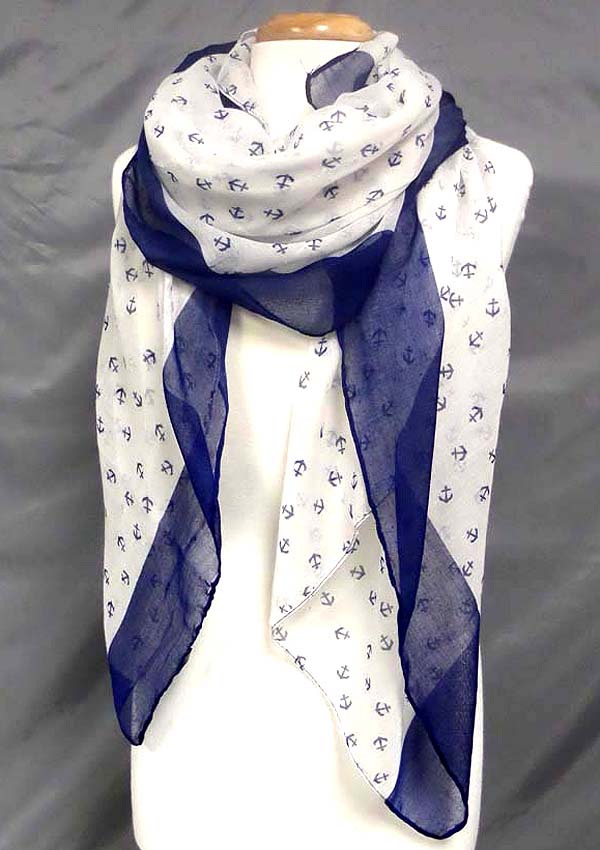 Multi anchor print polyester scarf