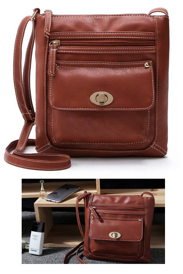 Matte leather mini messenger crossbody bag