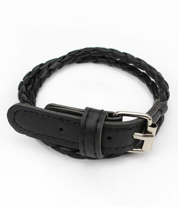 Buckled braided leather wrap bracelet