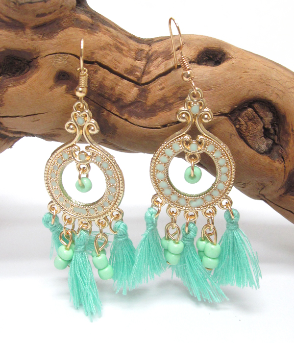 Bead and tassel drop earring