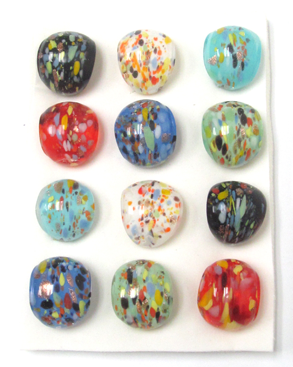 Assort color murano style glass rings -12 pc dozen pack mens jewelry