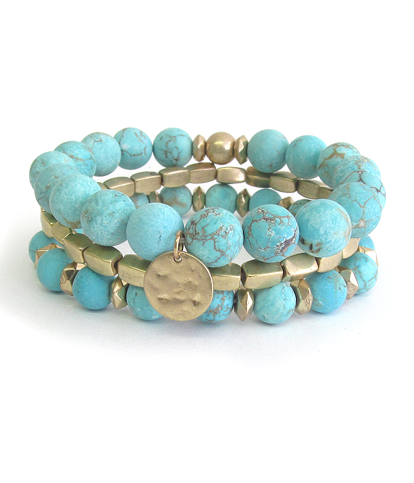 SEMI PRECIOUS STONE MIX 3 STRETCH BRACELET SET