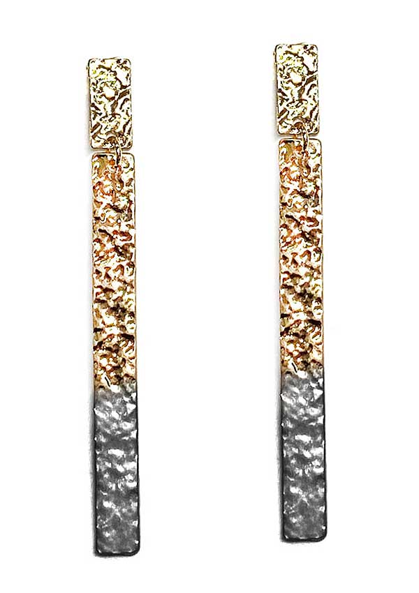 HAMMERED METAL BARD DROP EARRING