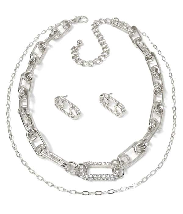 DOUBLE LAYER CHUNKY CHAIN NECKLACE SET