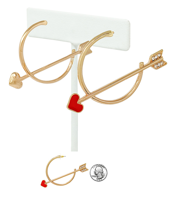 VALENTINE THEME HEART ARROW HOOP EARRING