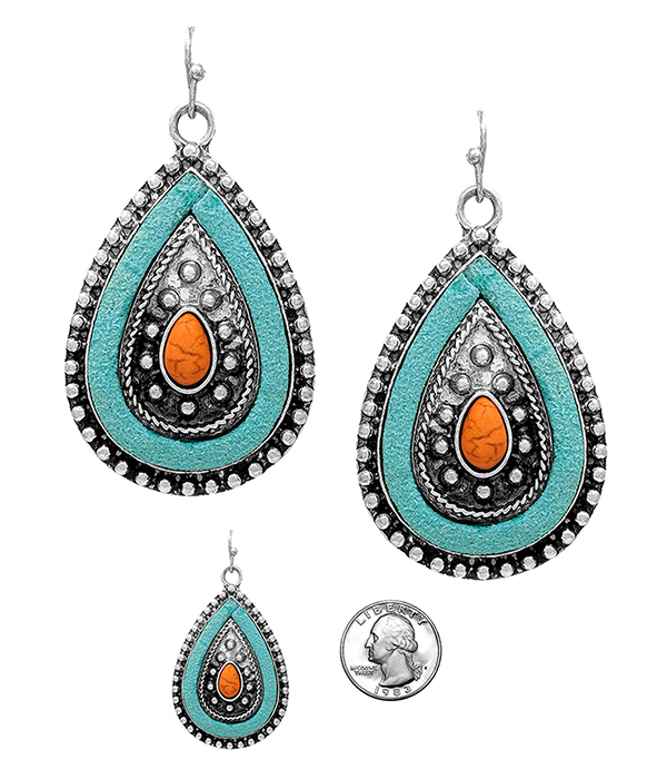 Western theme suede teardrop earring