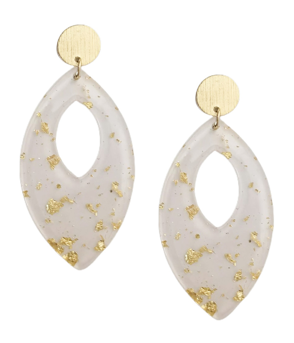 Gold flake accetate marquise earring