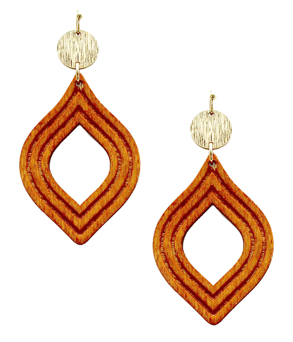 Wood marquise earring