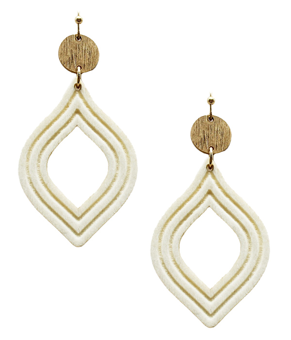 Wood marquise earring