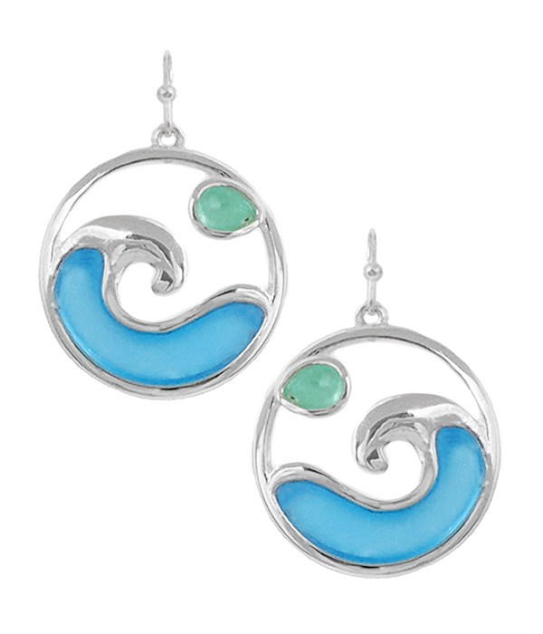 Sealife theme wave disc earring