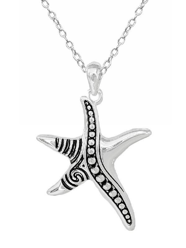 Sealife theme metal filigree necklace - starfish