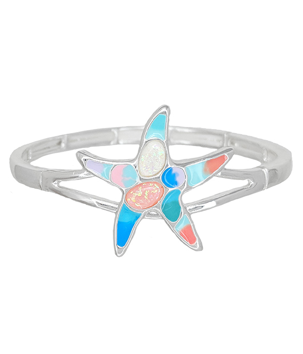 Sealife theme epoxy bangle bracelet - starfish