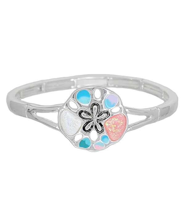 Sealife theme epoxy bangle bracelet - sanddollar