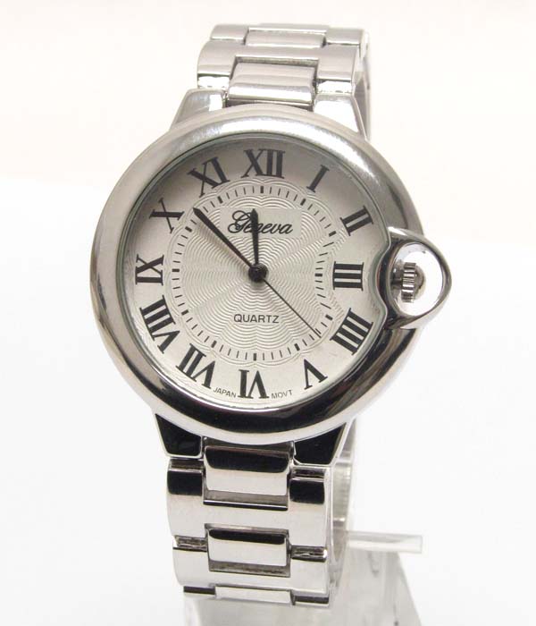 Roman letter face and metal band cartier style boy friend watch