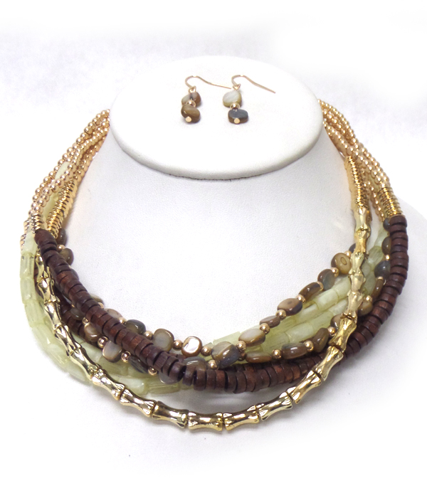 Layer beads with stone necklace set