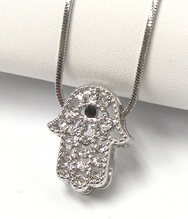 Made in korea whitegold plating hamsa pendant necklace